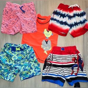 Boys Multicolor Swimwear Lot Spider-Man, Carters, Cat & Jack, UV Skinz Size 2T